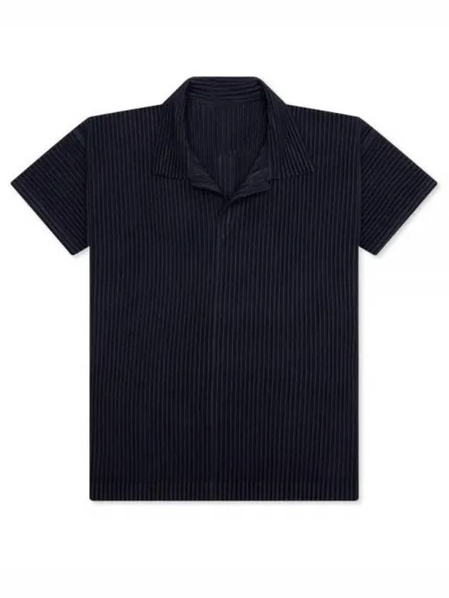 Pleated Polo Shirt Navy - ISSEY MIYAKE - BALAAN 2