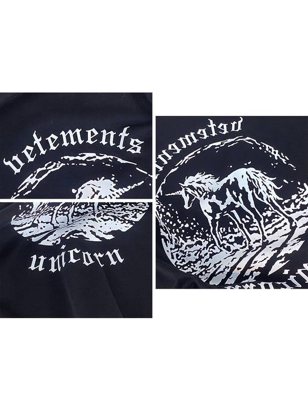 Unicorn Graphic Overfit Short Sleeve T-Shirt Black - VETEMENTS - BALAAN 10