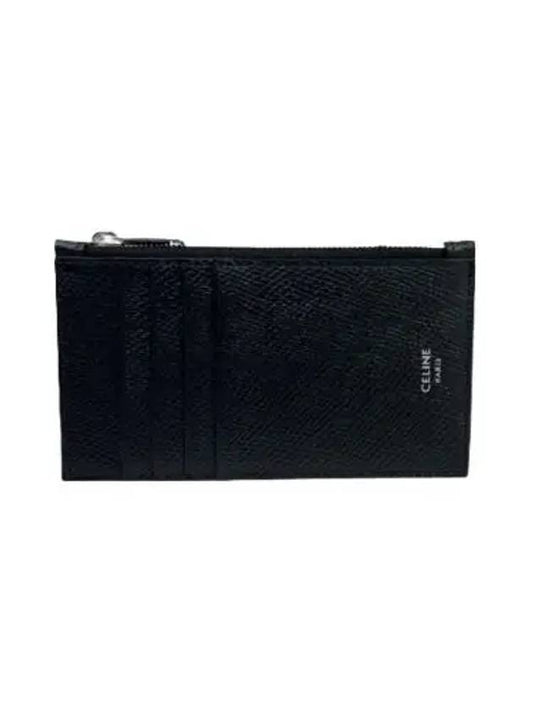 Essential Zipper Compact Grain Calfskin Card Wallet Black - CELINE - BALAAN 2