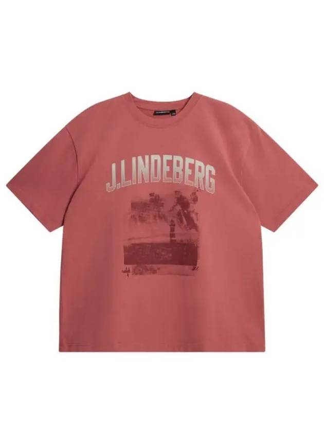 Tjorn Boxy Printed Short Sleeve T-Shirt Dusty Cedar - J.LINDEBERG - BALAAN 2