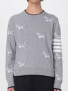 Hector Intarsia Crew Neck Knit Top Grey - THOM BROWNE - BALAAN 3