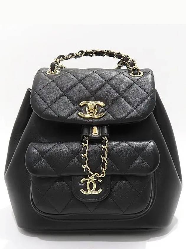 AS2908 Black Calfskin Duma Small Gold Chain Backpack - CHANEL - BALAAN 2