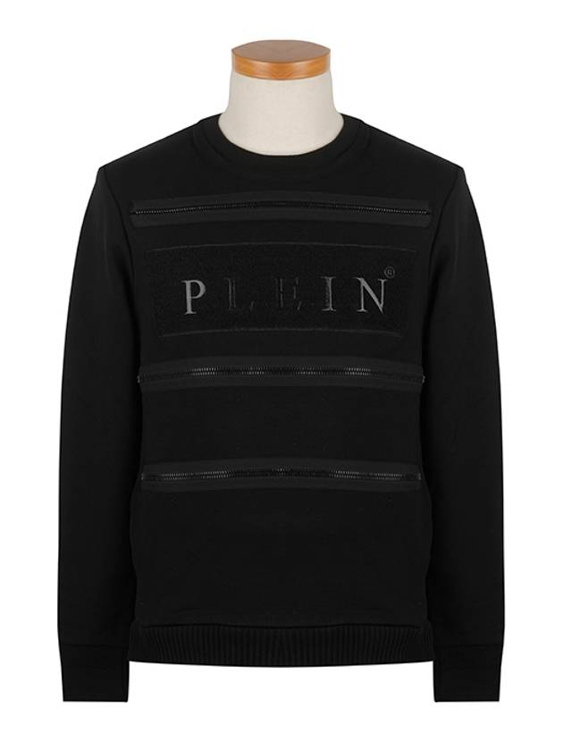 Logo Print Zipper Design Cotton Sweatshirt Black - PHILIPP PLEIN - BALAAN 2