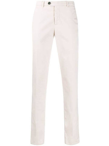 Men's Comfort Cotton Gabardine Straight Pants White - BRUNELLO CUCINELLI - BALAAN 1