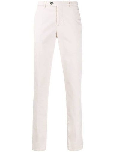 Men's Comfort Cotton Gabardine Straight Pants White - BRUNELLO CUCINELLI - BALAAN 1