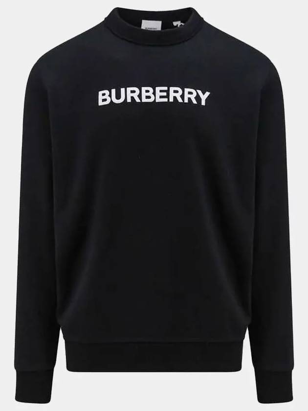 Logo Print Crew Neck Sweatshirt Black - BURBERRY - BALAAN 2