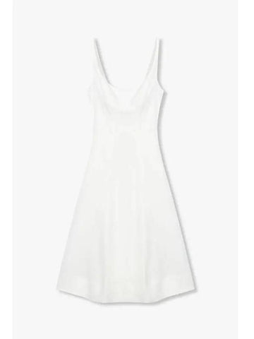 Scoop Neck Linen A Line Dress Magnolia White - REFORMATION - BALAAN 1