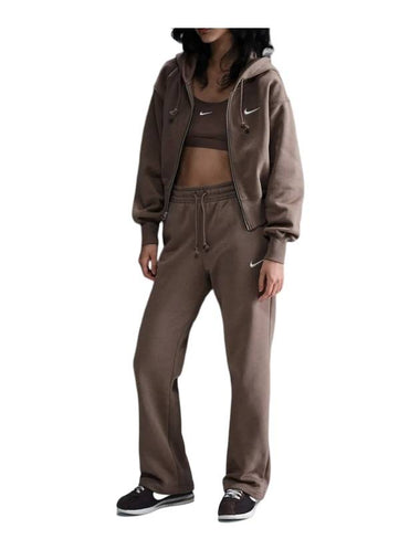 Sportswear Phoenix Fleece Crop Hooded Zip-Up Milk Brown - NIKE - BALAAN 1