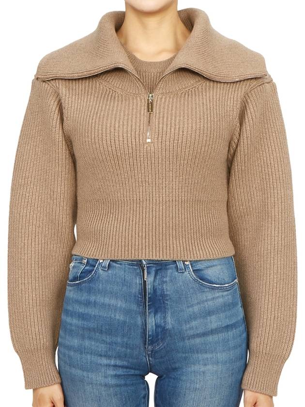 La Maille Risoul Double Collar Knit Top Dark Beige - JACQUEMUS - BALAAN 4