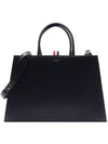 Medium Leather Trapeze Tote Bag Black - THOM BROWNE - BALAAN 2