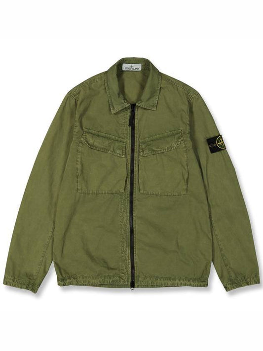 Wappen Patch Old Effect Zip-Up Jacket Green - STONE ISLAND - BALAAN.