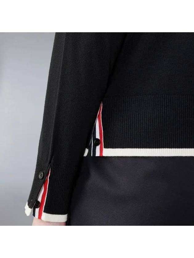 4 Bar Relaxed Fit Fine Merino Wool Turtle Neck Black - THOM BROWNE - BALAAN 4