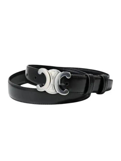 Silver Triomphe Calfskin Belt Black - CELINE - BALAAN 2