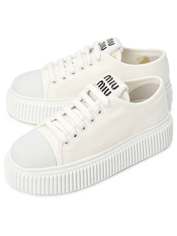 Denim Trainer Low Top Sneakers White - MIU MIU - BALAAN 1