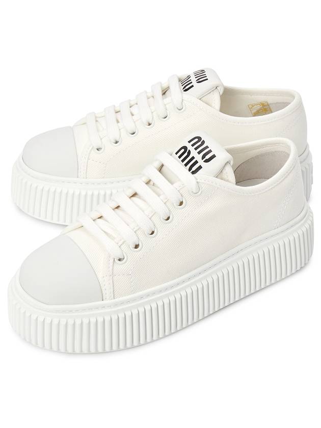 Denim Trainer Low Top Sneakers White - MIU MIU - BALAAN 1