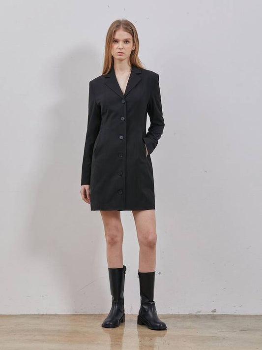 Wool tailored mini dress black - RYUL+WAI: - BALAAN 2