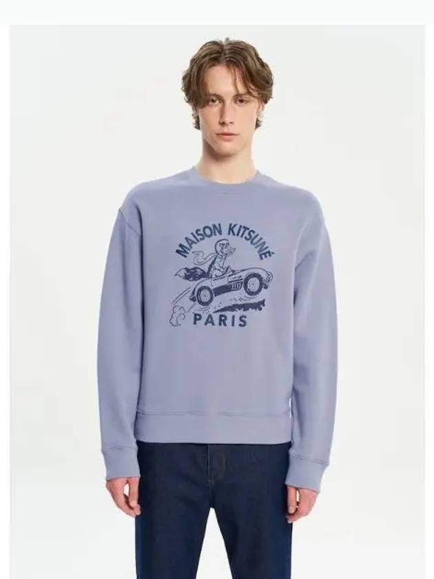 Men s Racing Fox Comfort Sweatshirt Duster Blue Domestic Product - MAISON KITSUNE - BALAAN 1