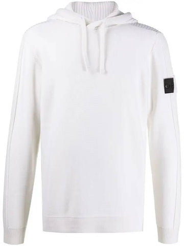 Men's Shadow Project Waffen Patch Hooded Ribbed Knit Top White - STONE ISLAND - BALAAN 1