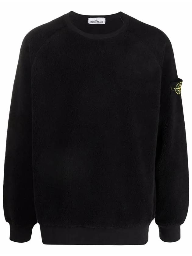 Wappen Patch Shearling Sweatshirt Black - STONE ISLAND - BALAAN 2