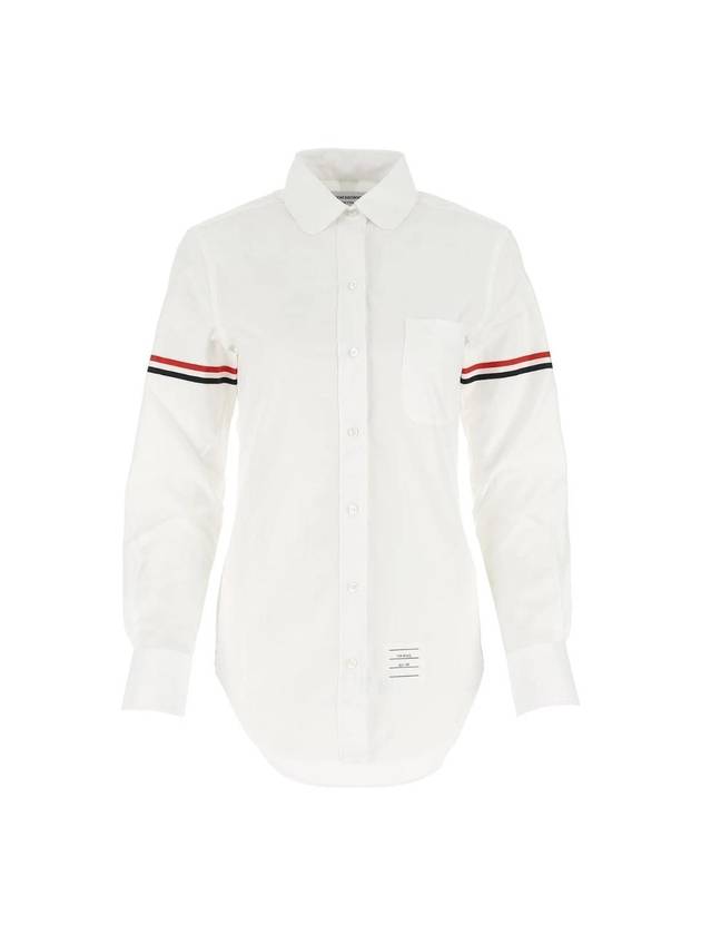 Women's RWB Stripe Detailed Buttoned Shirt White - THOM BROWNE - BALAAN 1