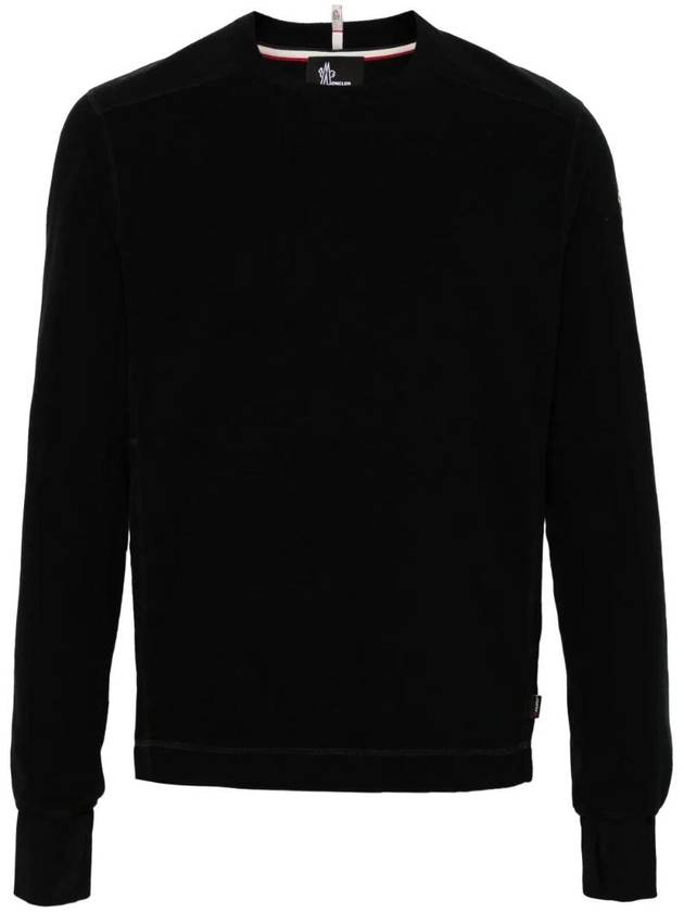 Grenoble logo patch long sleeve t shirt black - MONCLER - BALAAN 1