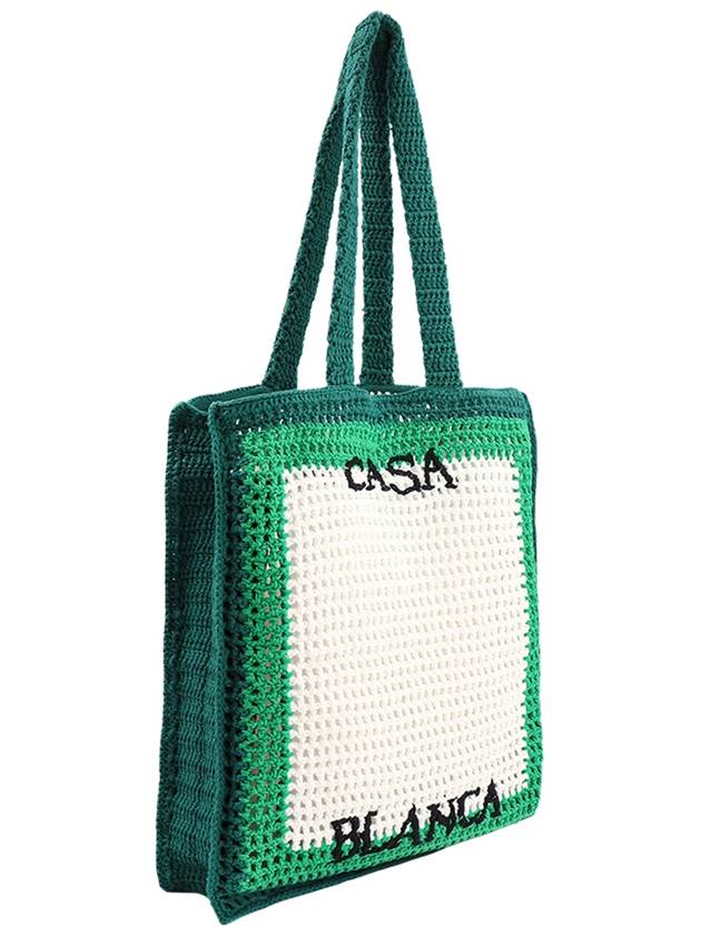 Logo Tennis Crochet Tote Bag Green White - CASABLANCA - BALAAN 4