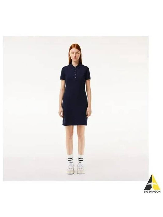 Women s slim fit mini pique polo dress navy - LACOSTE - BALAAN 1