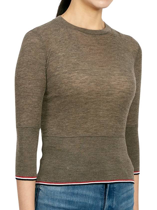 Women's Crop Knit Top Brown - THOM BROWNE - BALAAN 4