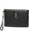 Matelasse Monogram Logo Strap Clutch Bag Black - SAINT LAURENT - BALAAN 2