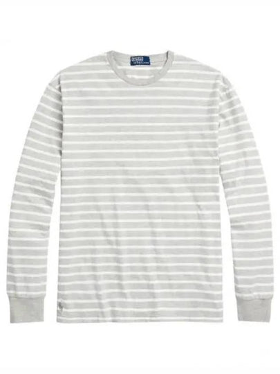 Striped Print Long Sleeve T-Shirt White Grey - POLO RALPH LAUREN - BALAAN 2