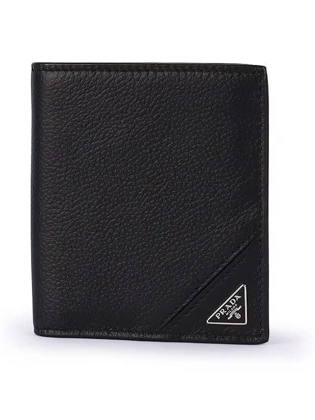 Vitello Triangular Logo Men s Bicycle Wallet Black 2MO004 2CB2 F0002 - PRADA - BALAAN 1