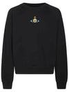 Embroidered Logo Cotton Sweatshirt Black - VIVIENNE WESTWOOD - BALAAN 3