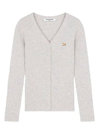 Baby Fox Patch Fine Ribbed Cardigan Grey Melange - MAISON KITSUNE - BALAAN 2