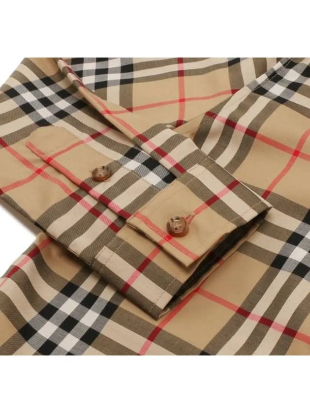 Vintage Check Stretch Cotton Long Sleeve Shirt Beige - BURBERRY - BALAAN 5