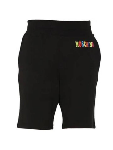 Multicolor Logo Bermuda Shorts Black - MOSCHINO - BALAAN 1