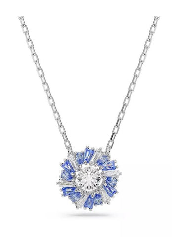 Idyllia Flower Rhodium Necklace Blue - SWAROVSKI - BALAAN 1