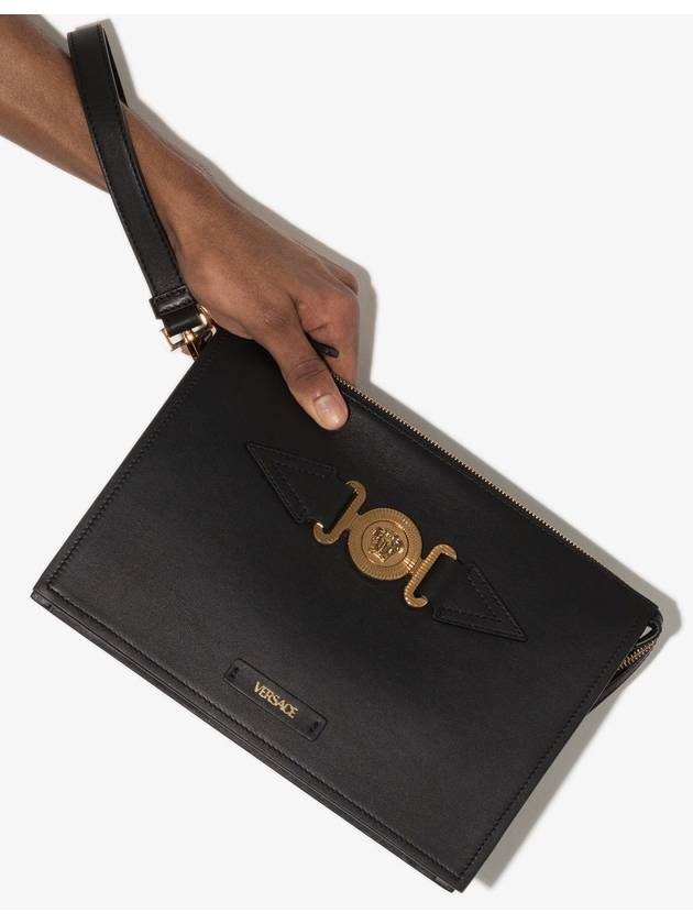 Medusa Logo Leather Clutch Bag Black - VERSACE - BALAAN 5