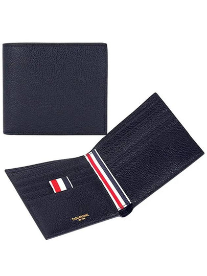 Classic Pebble Leather Half Wallet Navy - THOM BROWNE - BALAAN 2