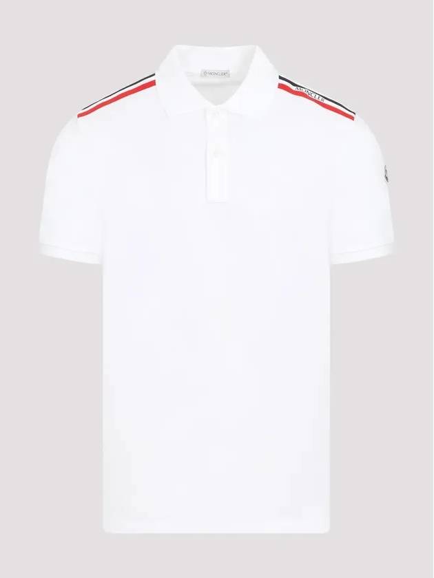 Men's Logo Pique Cotton Short Sleeve Polo Shirt White - MONCLER - BALAAN 2