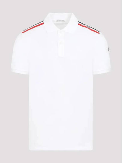 Men's Logo Pique Cotton Short Sleeve Polo Shirt White - MONCLER - BALAAN 2