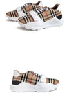 Vintage Check And Leather Sneakers White Archive Beige - BURBERRY - BALAAN 4