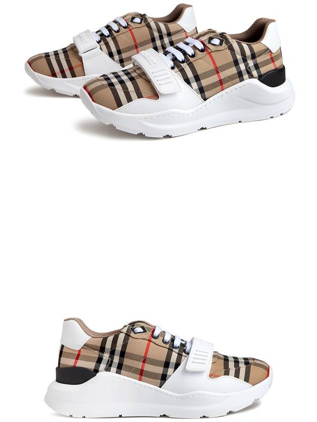 Vintage Check And Leather Sneakers White Archive Beige - BURBERRY - BALAAN 4