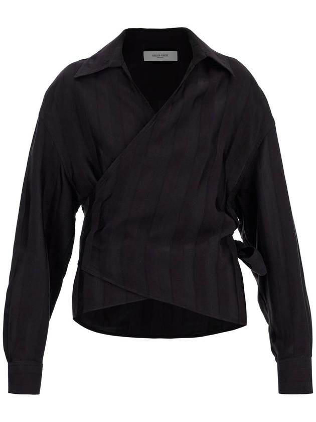 women's wrap shirt in night stripe viscose - GOLDEN GOOSE - BALAAN 1