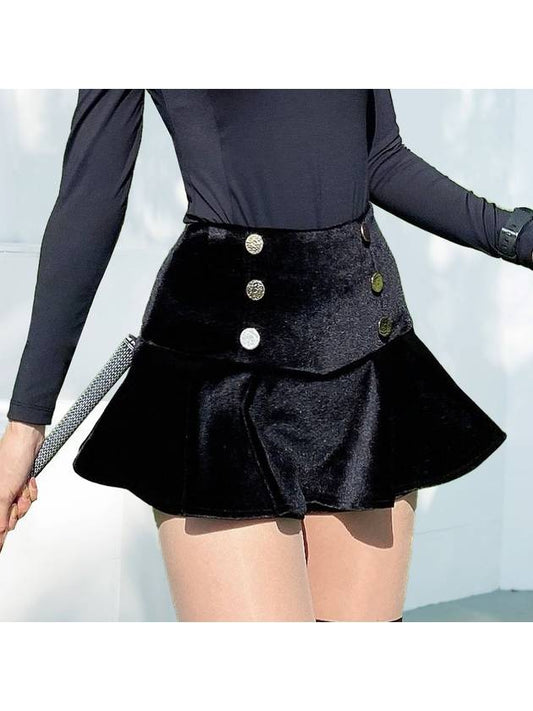 golf wear velvet button flower skirt Velvet button flower skirt Black - J JANE - BALAAN 1