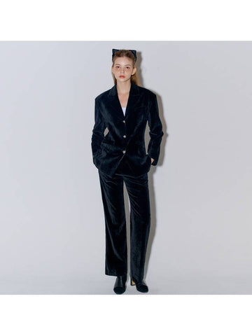 Velvet Tailored Jacket Bootcut Pants Black - OPENING SUNSHINE - BALAAN 1