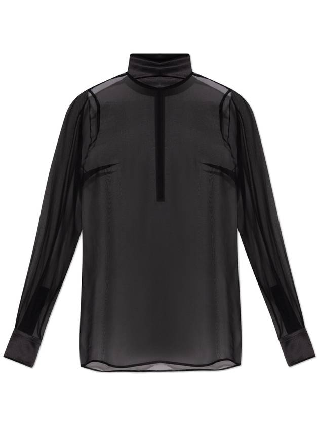 Dolce & Gabbana Transparent Top With Stand-up Collar, Women's, Black - DOLCE&GABBANA - BALAAN 1