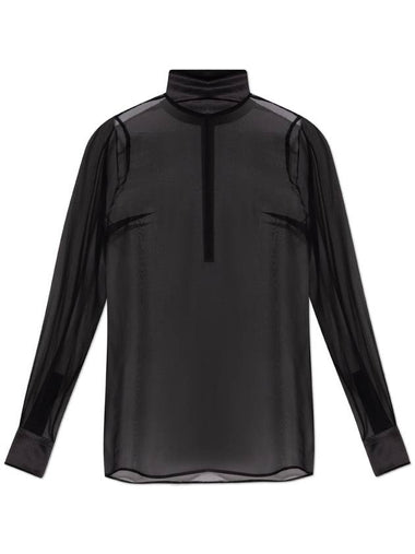 Dolce & Gabbana Transparent Top With Stand-up Collar, Women's, Black - DOLCE&GABBANA - BALAAN 1