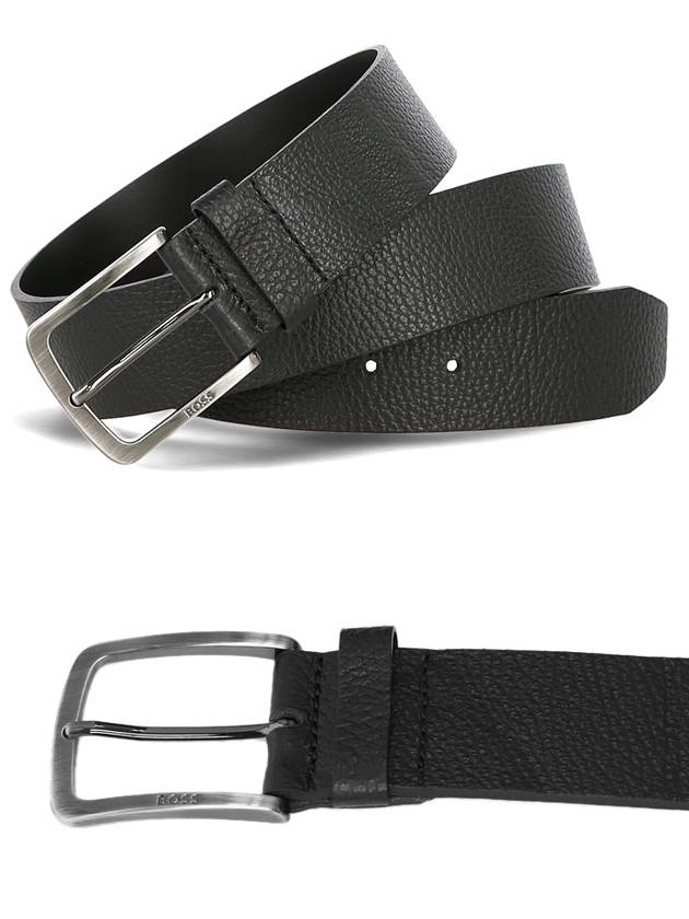 Men's Logo Calf Leather Belt Black - HUGO BOSS - BALAAN 3