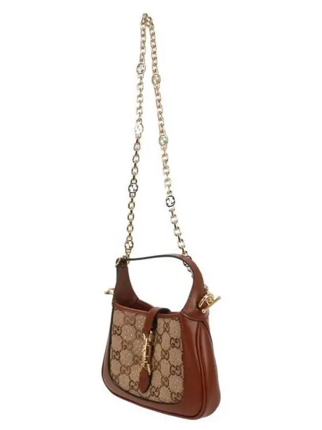 Jackie 1961 GG Small Canvas Shoulder Bag Camel Ebony - GUCCI - BALAAN 3