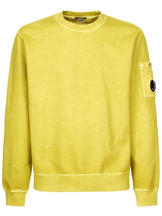 Cotton Lens Wappen Crew Neck Sweatshirt Yellow - CP COMPANY - BALAAN.